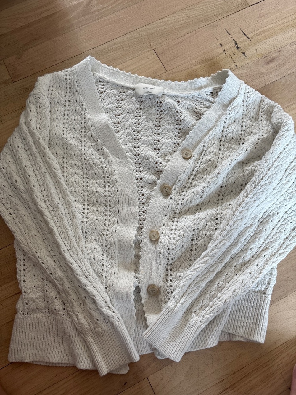 Wilfred Aritzia Cream Knit Button Cardigan | Chunky Textured Sweater | Size XXS